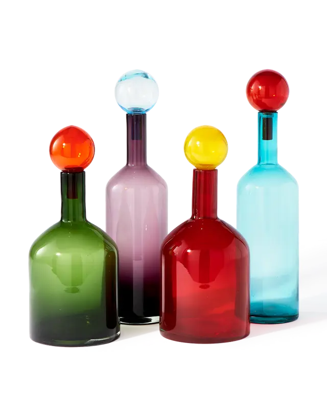 POLSPOTTEN Bubbles and Bottles Decorative Bottles (Set of 4) - Blue
